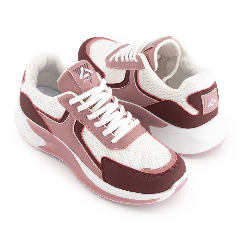 NEW ANDREA women’s cushioned sole comfort sneakers in pink / white - Picture 4 of 5